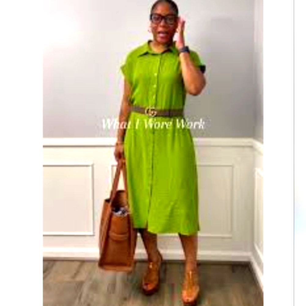 Button-Front Tie-Waist Maxi Dress in Lime Green - Picture 2 of 15
